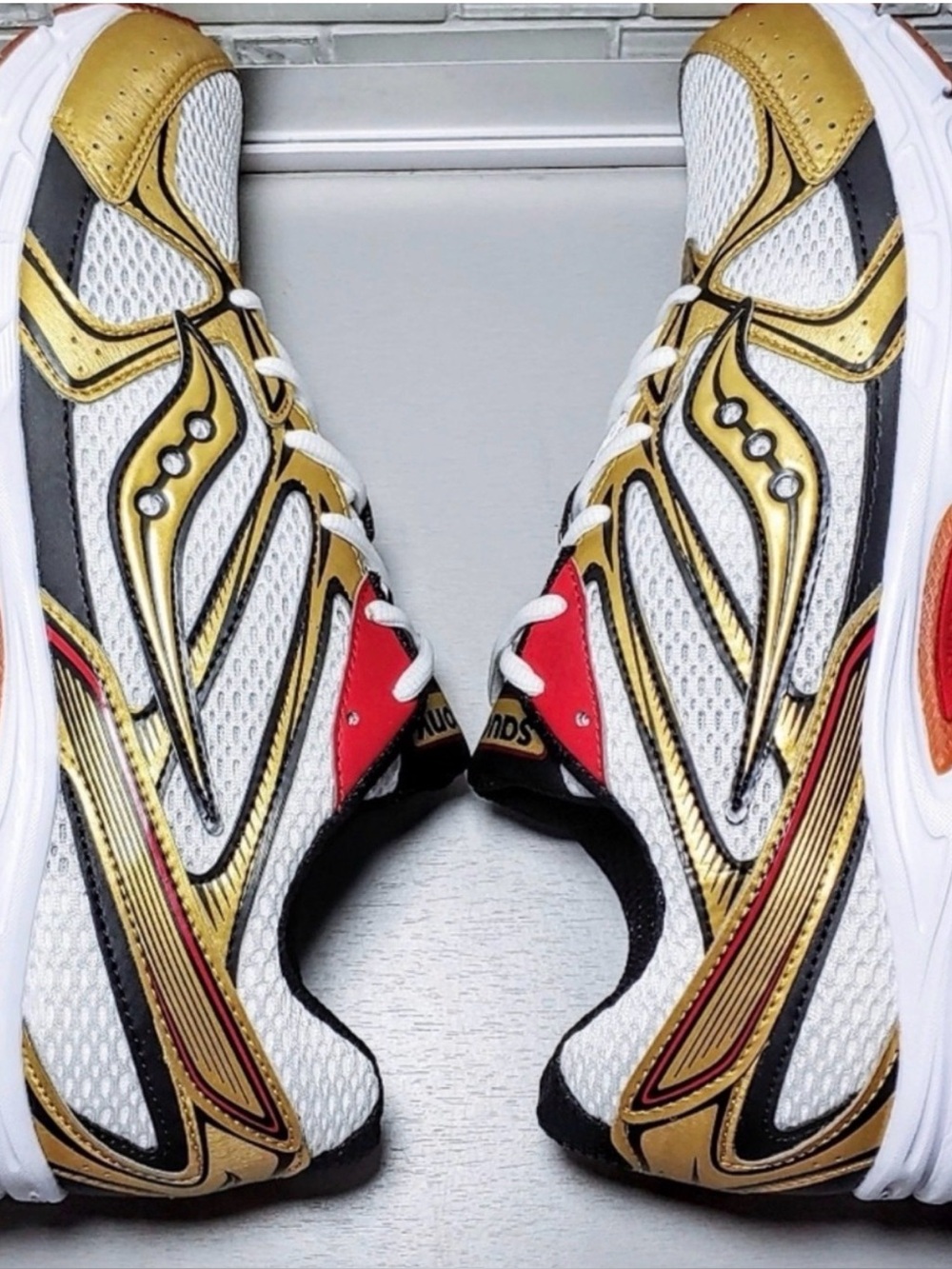 Saucony Women's White, Gold & Red Athletic Sneakers